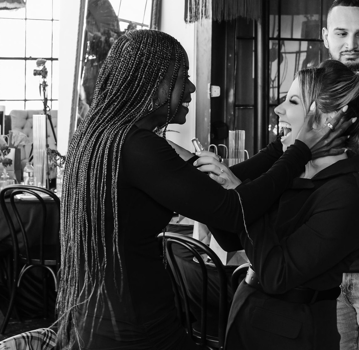 Maddie with a client